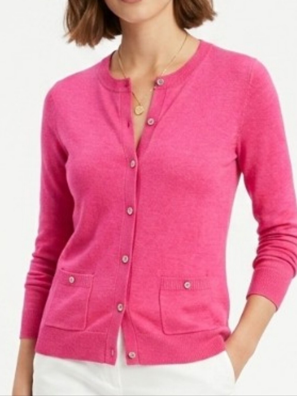 Tommy Hilfiger PREPPY Classic Women's Pink Button-Front Cardigan Sweater